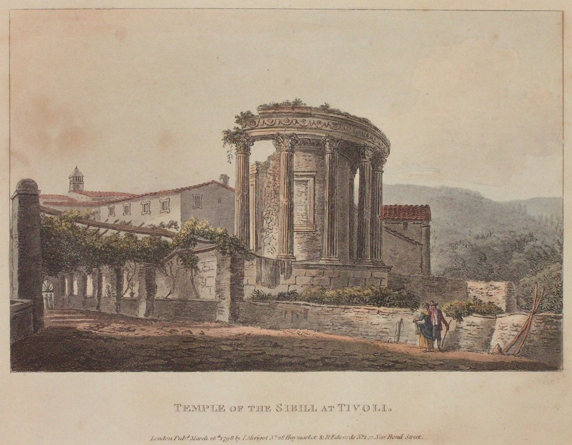 Aquatint - Temple of the Sibill at Tivoli